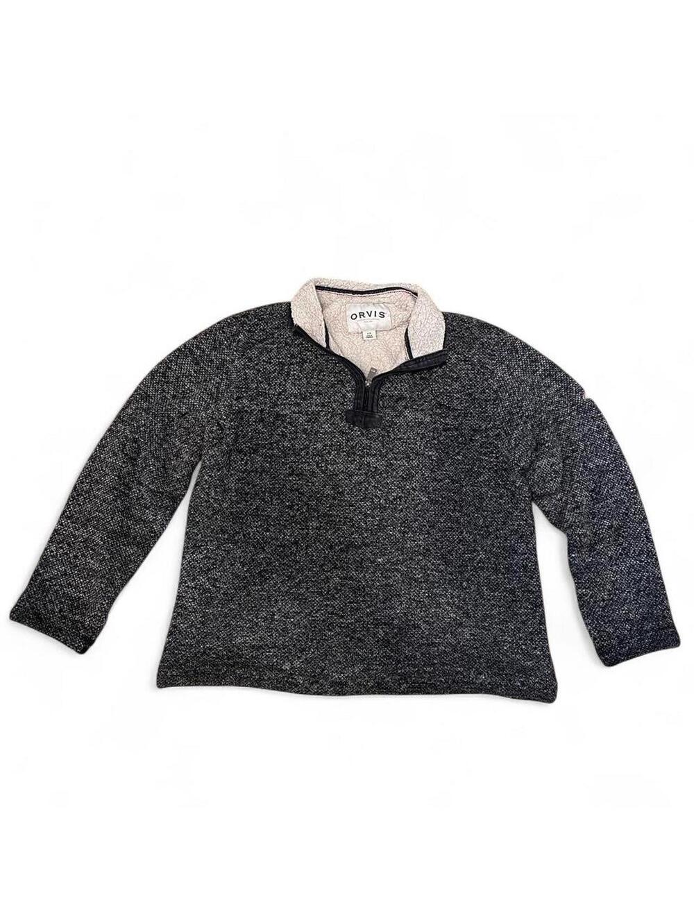 Orvis black & gray heathered quarter zip sweater
